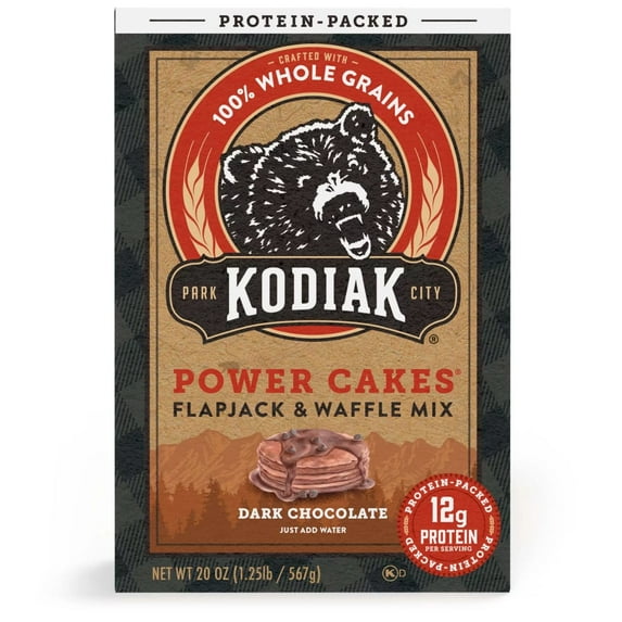 Kodiak Protein-Packed Power Cakes Dark Chocolate Pancake and Waffle Mix, 20 oz Box