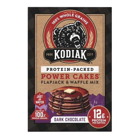 Kodiak Protein-Packed Power Cakes Dark Chocolate Pancake and Waffle Mix, 20 oz Box