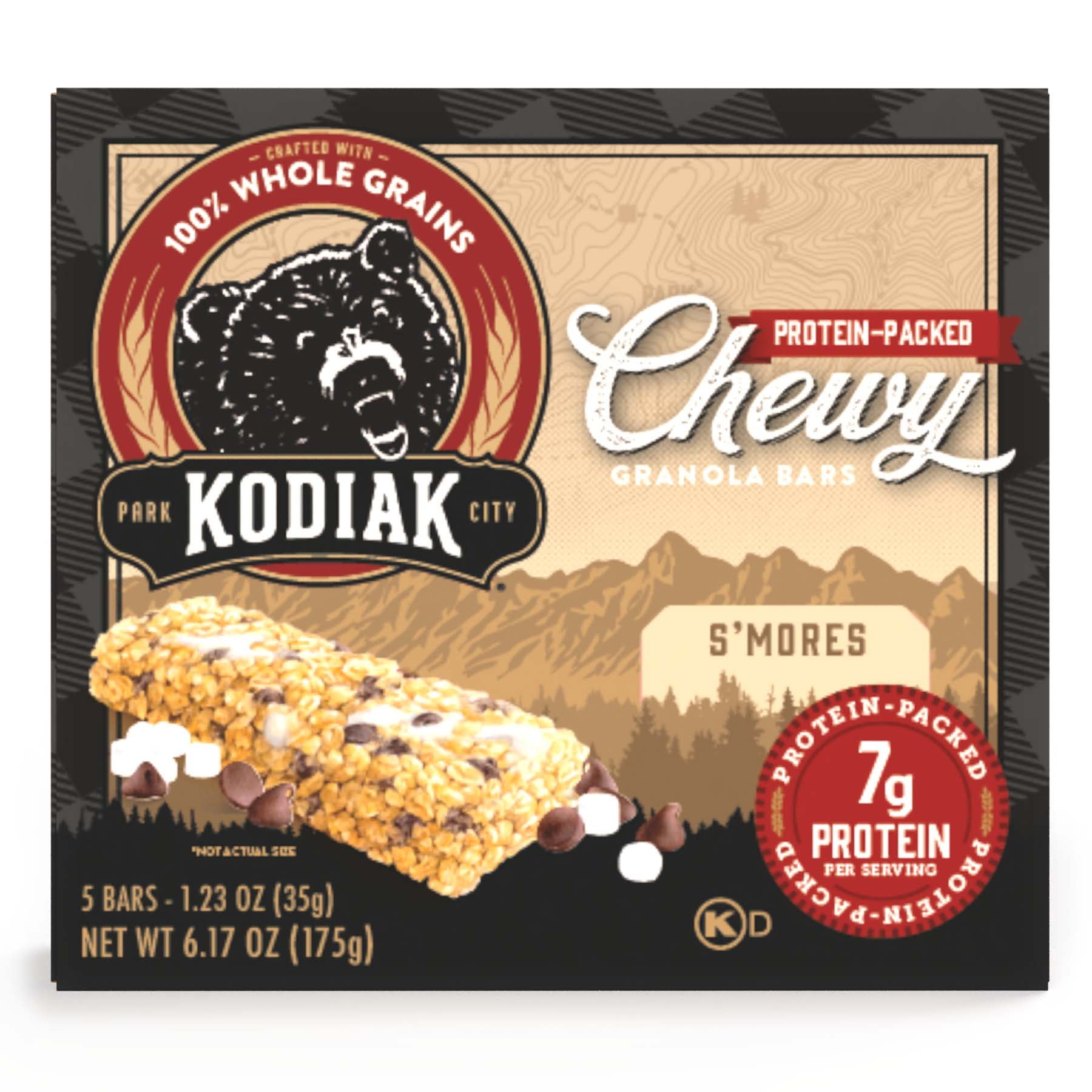 Kodiak Protein S'mores Chewy Granola Bars, 1.23 oz, 5 Count Box ...