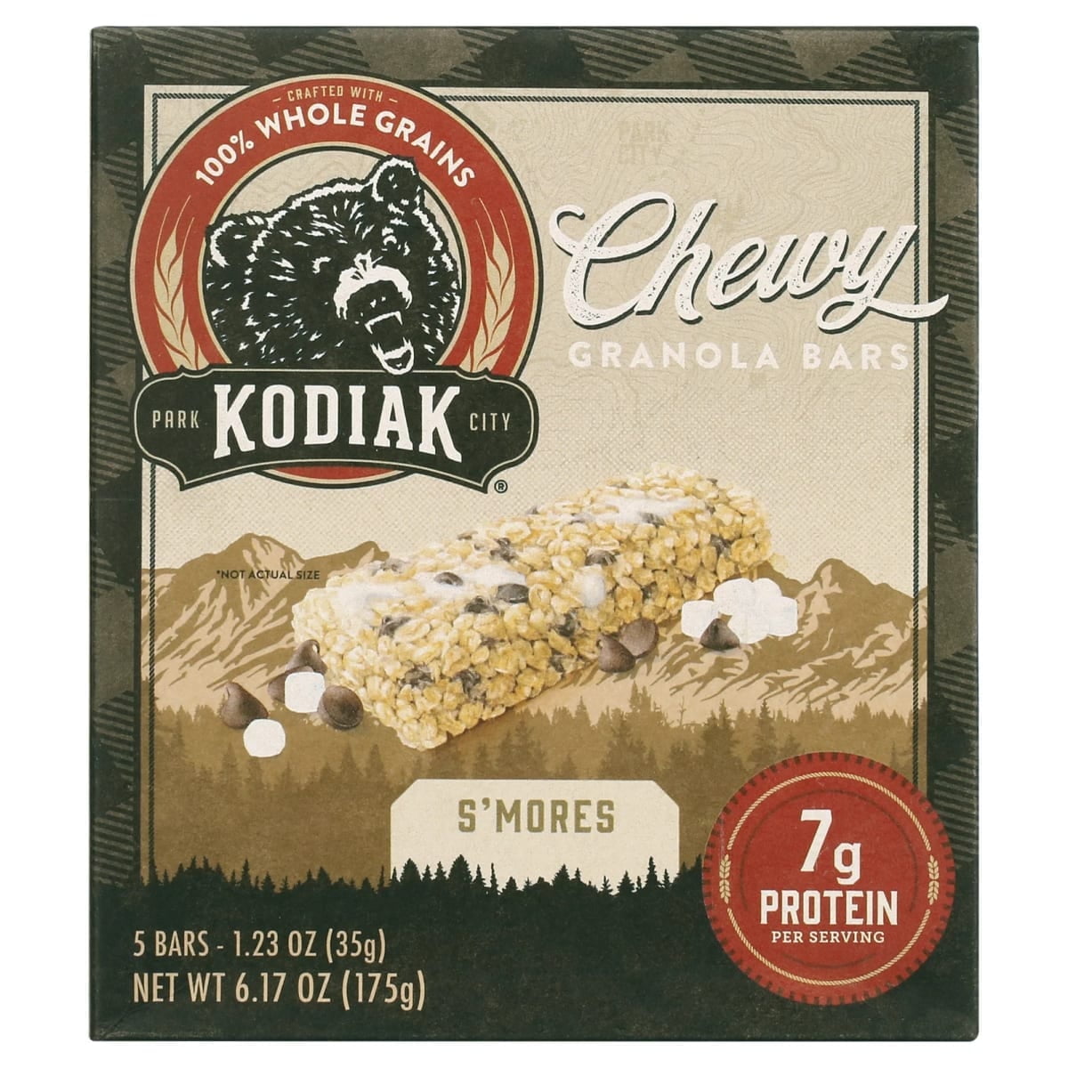 Kodiak Protein-Packed S'mores Chewy Granola Bars, 1.23 oz, 5 Count Cardboard Box