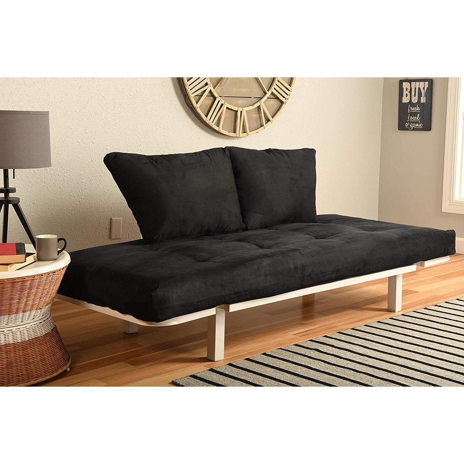 Kodiak Spacely White Lounger Frame with Suede Black Mattress