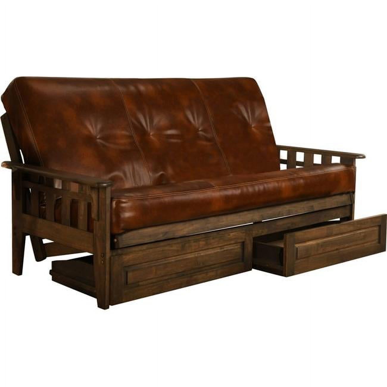 Kodiak Tucson Rustic Walnut Futon Frame with Oregon Trail Saddle
