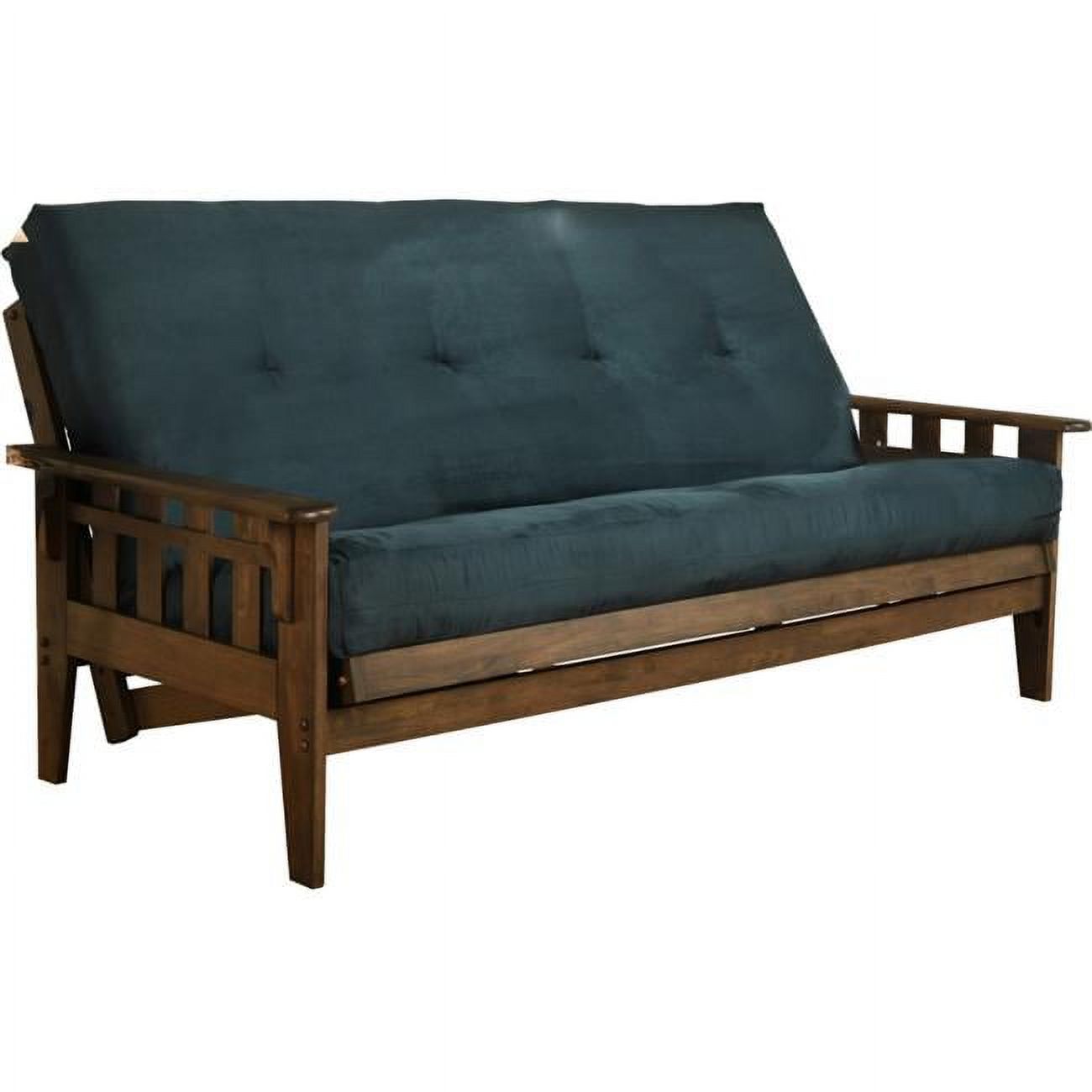 Kodiak Tucson Rustic Walnut Futon Frame with Suede Navy Mattress Full