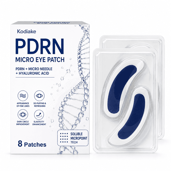 Kodiake PDRN Micro Point Under Eye Patches with Hyaluronic Acid, Refreshing Eye Care Patches for Smoother-Looking Under Eye Area, 8 Patches