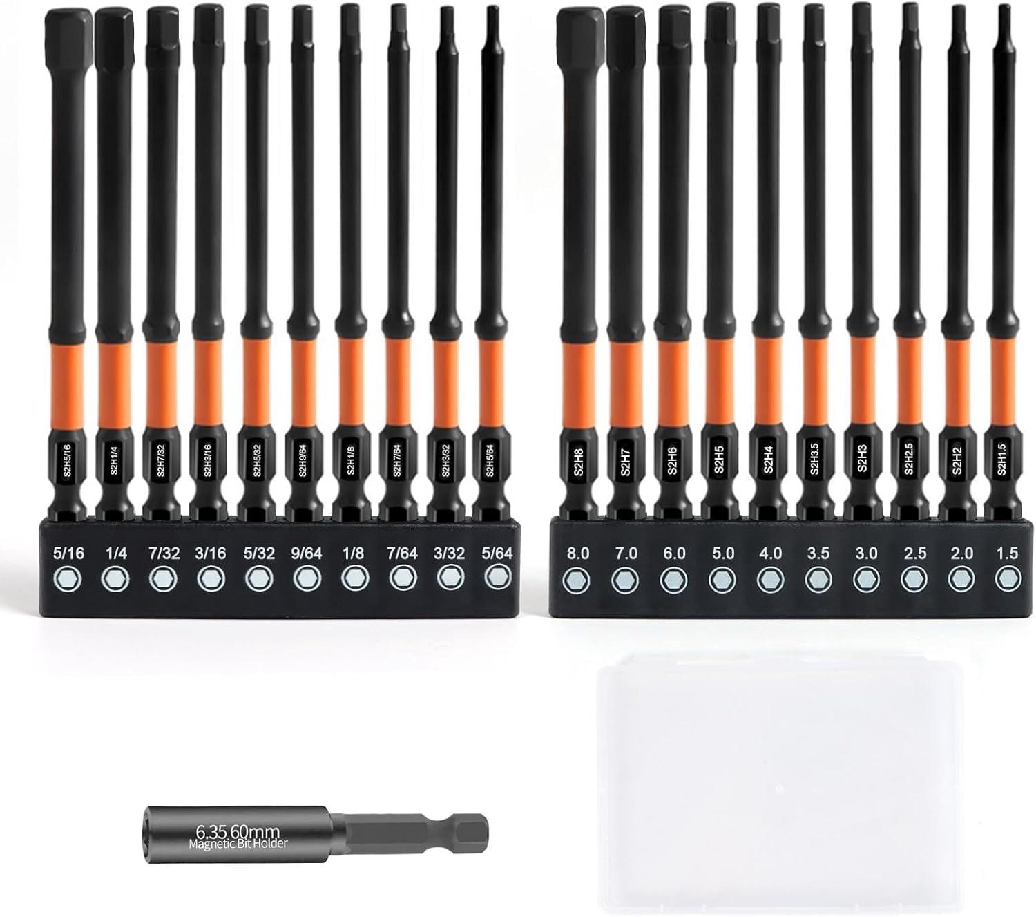 Kodilin Allen Wrench Drill Bit Set 21PCS Impact 1/4 Hex Bit Set Metric ...