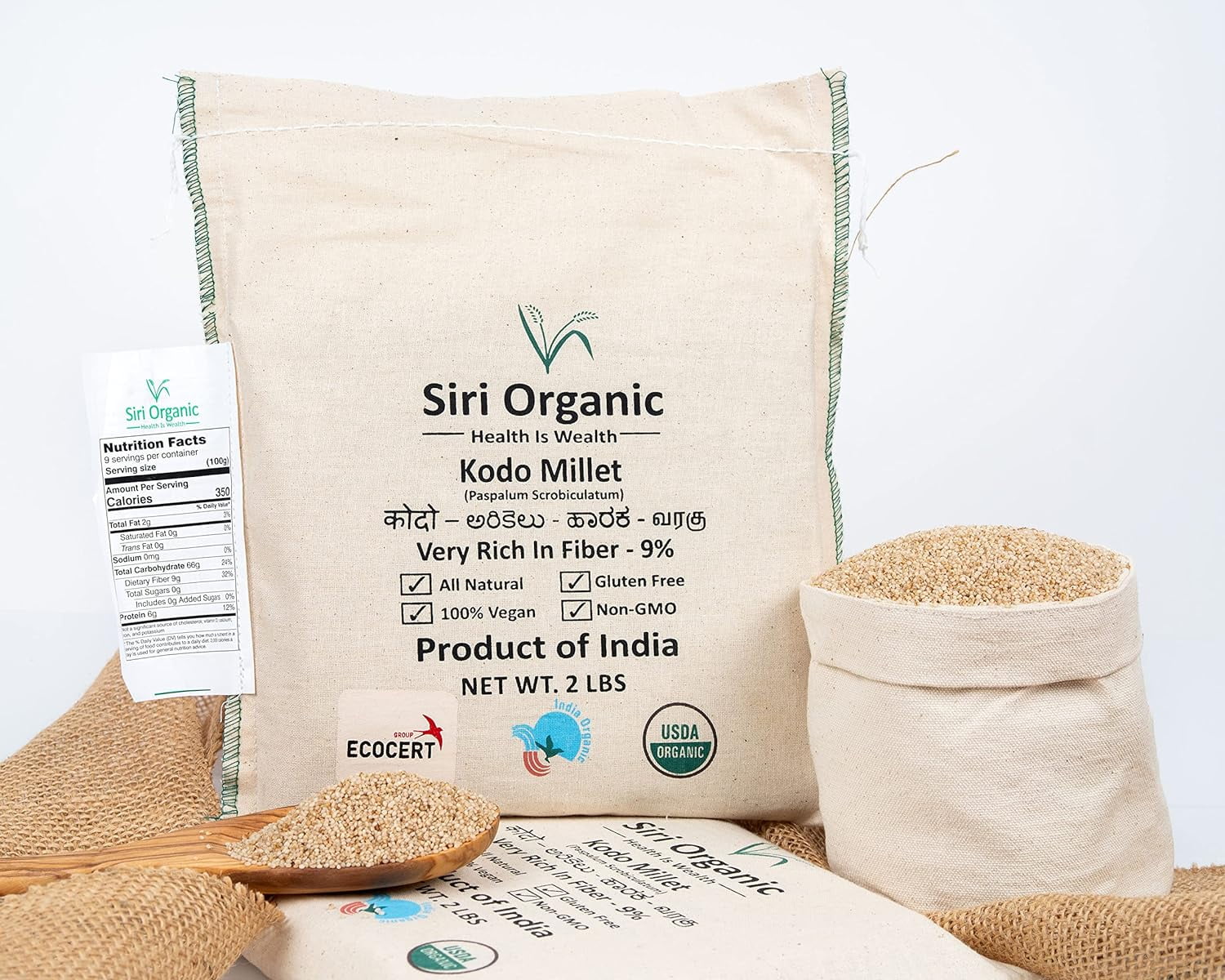 Kodo Millet 10 Lbs 100 Natural Hulled Gluten Cereal Vegan