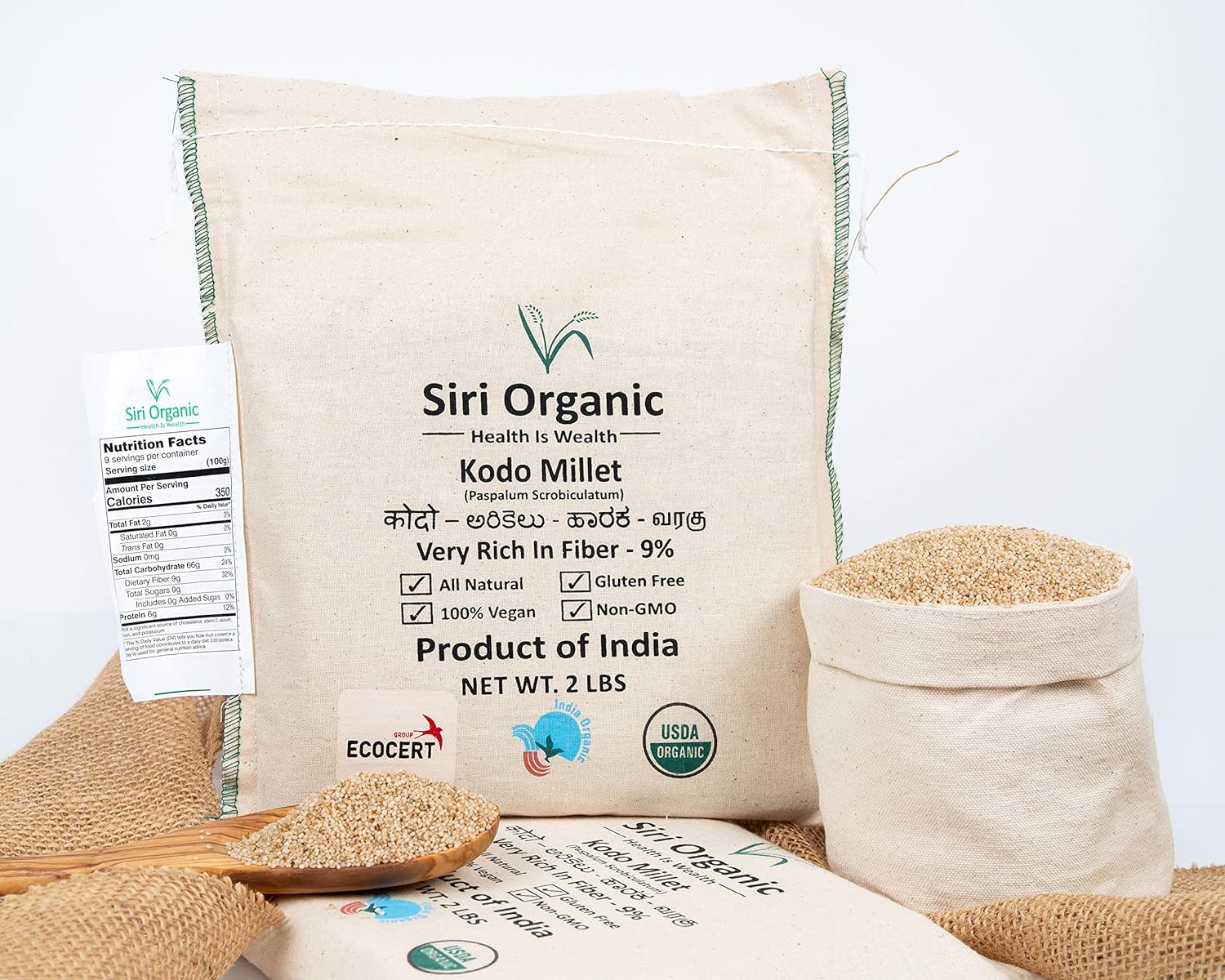 Kodo Millet 20 Lbs 100 Natural Hulled Gluten Cereal Vegan