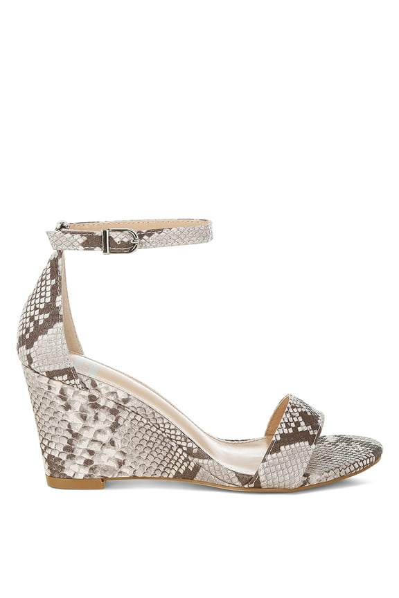 Kodor Snake Print Slim Wedge Heel Sandals
