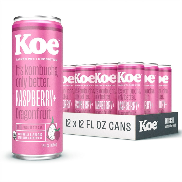 Koe Organic Kombucha Cans, Raspberry Dragonfruit | Sparkling Fruit
