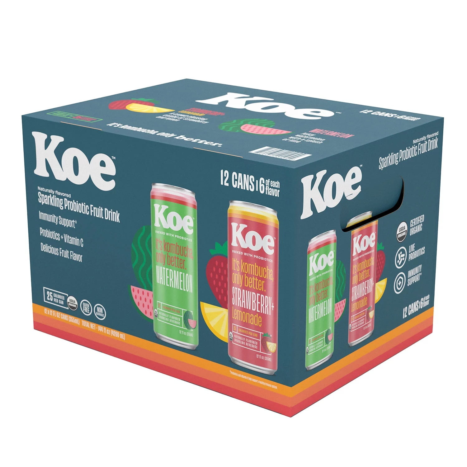 Koe Organic Kombucha Variety Pack, 12 Fluid Ounce (Pack of