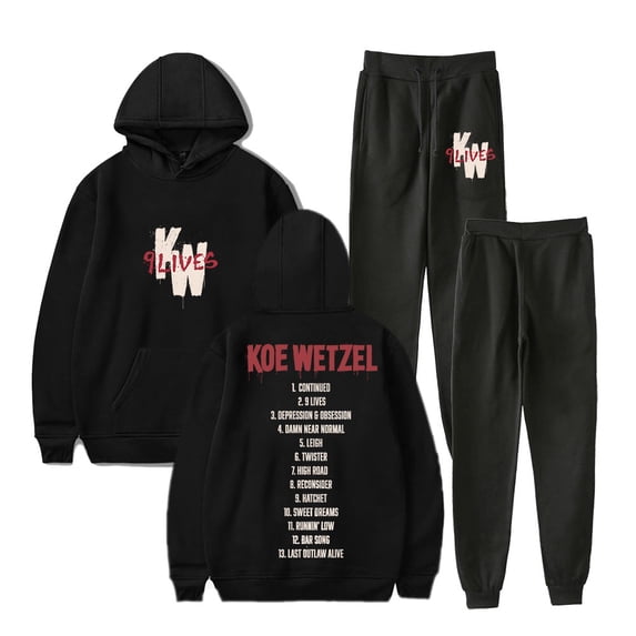 Koe Wetzel 9 Lives Tour Merch Hoodies Jogger Pants Winter Women Men Fashion Streetwear Sweatshirts