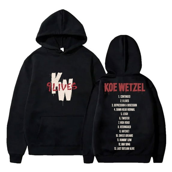 Koe Wetzel 9 Lives Tracklist Hoodies 2024 Tour Logo Merch Pullovers Women Men Fashion Sweatshirts