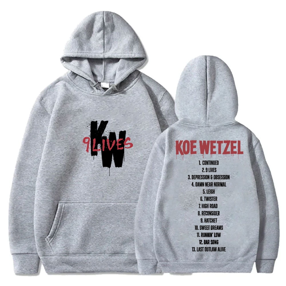 Koe Wetzel 9 Lives Tracklist Hoodies 2024 Tour Logo Merch Pullovers ...