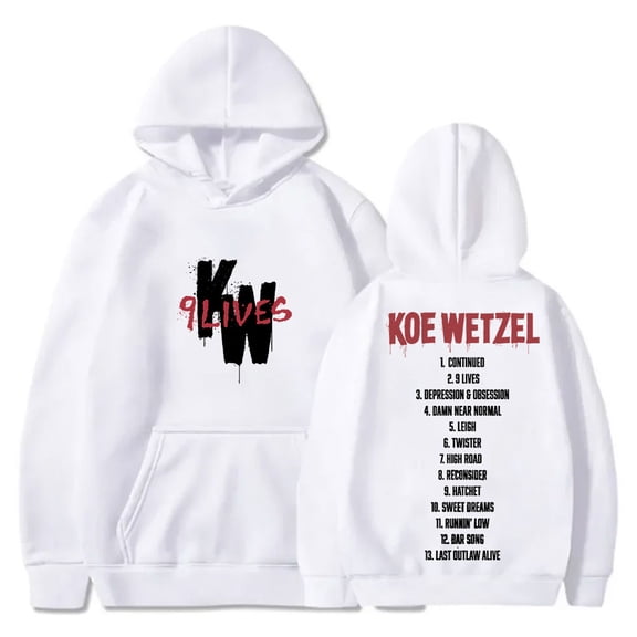 Koe Wetzel 9 Lives Tracklist Hoodies 2024 Tour Logo Merch Pullovers Women Men Fashion Sweatshirts