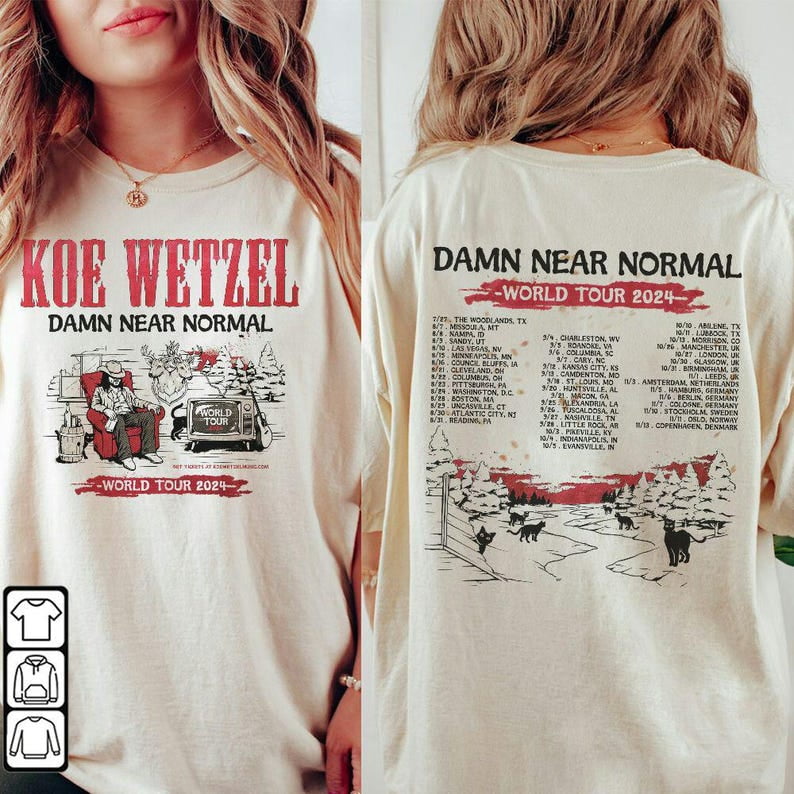 Koe Wetzel Damn Near Normal World Tour 2024 Shirt, Country Music 2 ...