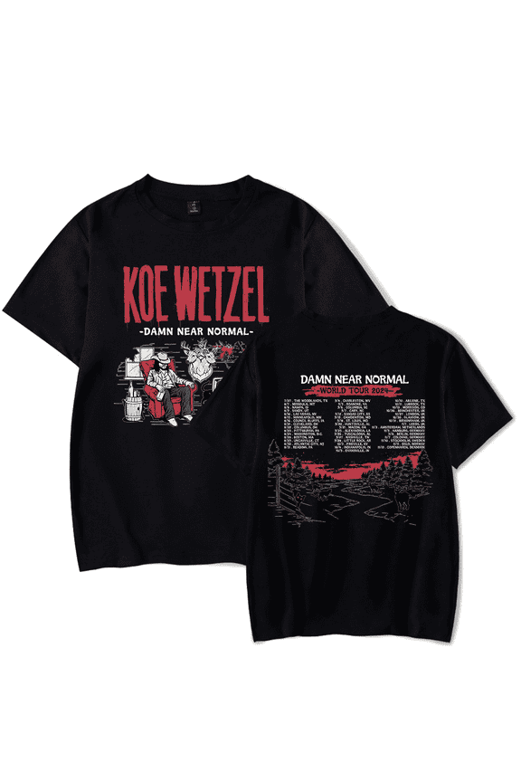 Koe Wetzel Damn Near Normal World Tour Merch T - Shirt Unisex Short Sleeve Crewneck Tee in Streetwear Style