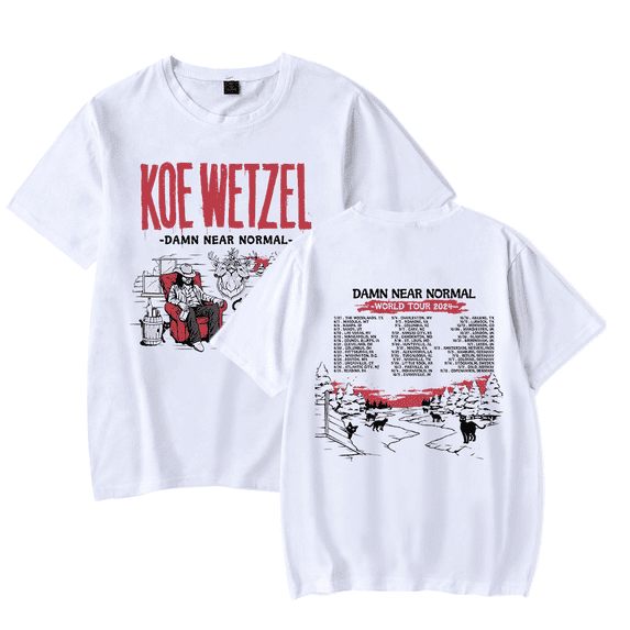 Koe Wetzel Damn Near Normal World Tour Merch T - Shirt Unisex Short Sleeve Crewneck Tee in Streetwear Style