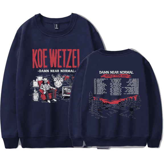 Koe Wetzel Merch Sweatshirt Damn Near Normal World Tour 2024 Crewneck Men Women Long Sleeve Hoodie Streetwear Pullover Top