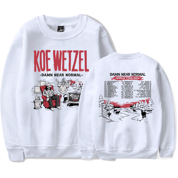 Koe Wetzel Merch Sweatshirt Damn Near Normal World Tour 2024 Crewneck Men Women Long Sleeve Hoodie Streetwear Pullover Top