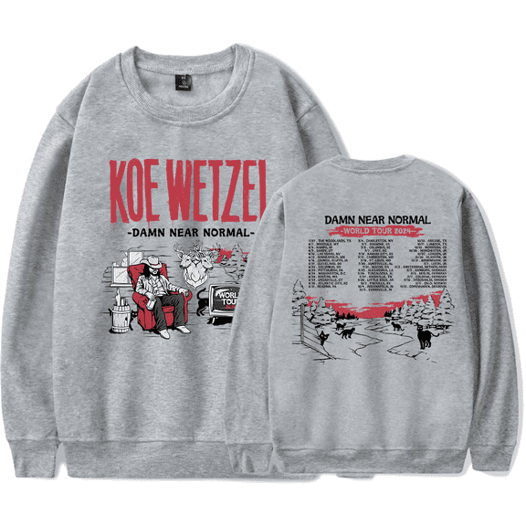 Koe Wetzel Merch Sweatshirt Damn Near Normal World Tour 2024 Crewneck Men Women Long Sleeve Hoodie Streetwear Pullover Top