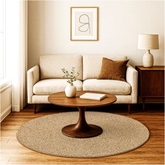 Koeckritz Rugs 32 oz Indoor Area Rug, Brown Solid, 7' Round for Living Room, Bedroom