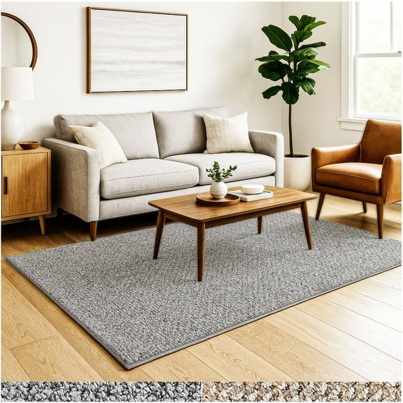 Koeckritz Dream Land Wool-Inspired Berber Indoor Bound Area Rug, Aluminum, 12' x 12'