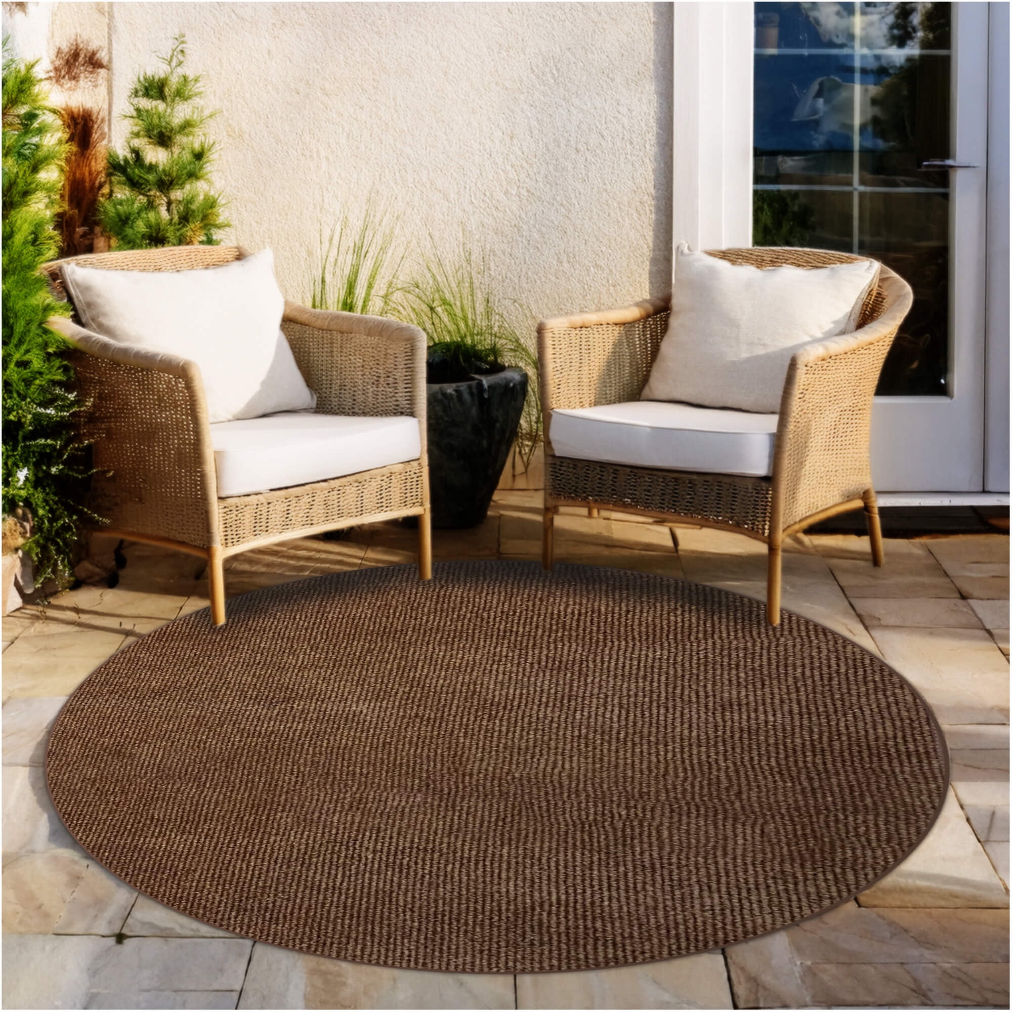 Koeckritz Rugs 10' Round Boardwalk Luxe Indoor/Outdoor Brown Area Rug ...