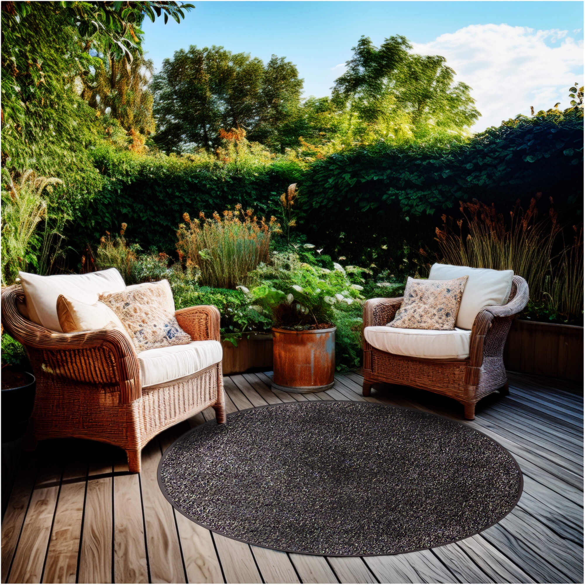Koeckritz Rugs 10' Round Good Earth Ultra Artificial Turf Indoor and ...