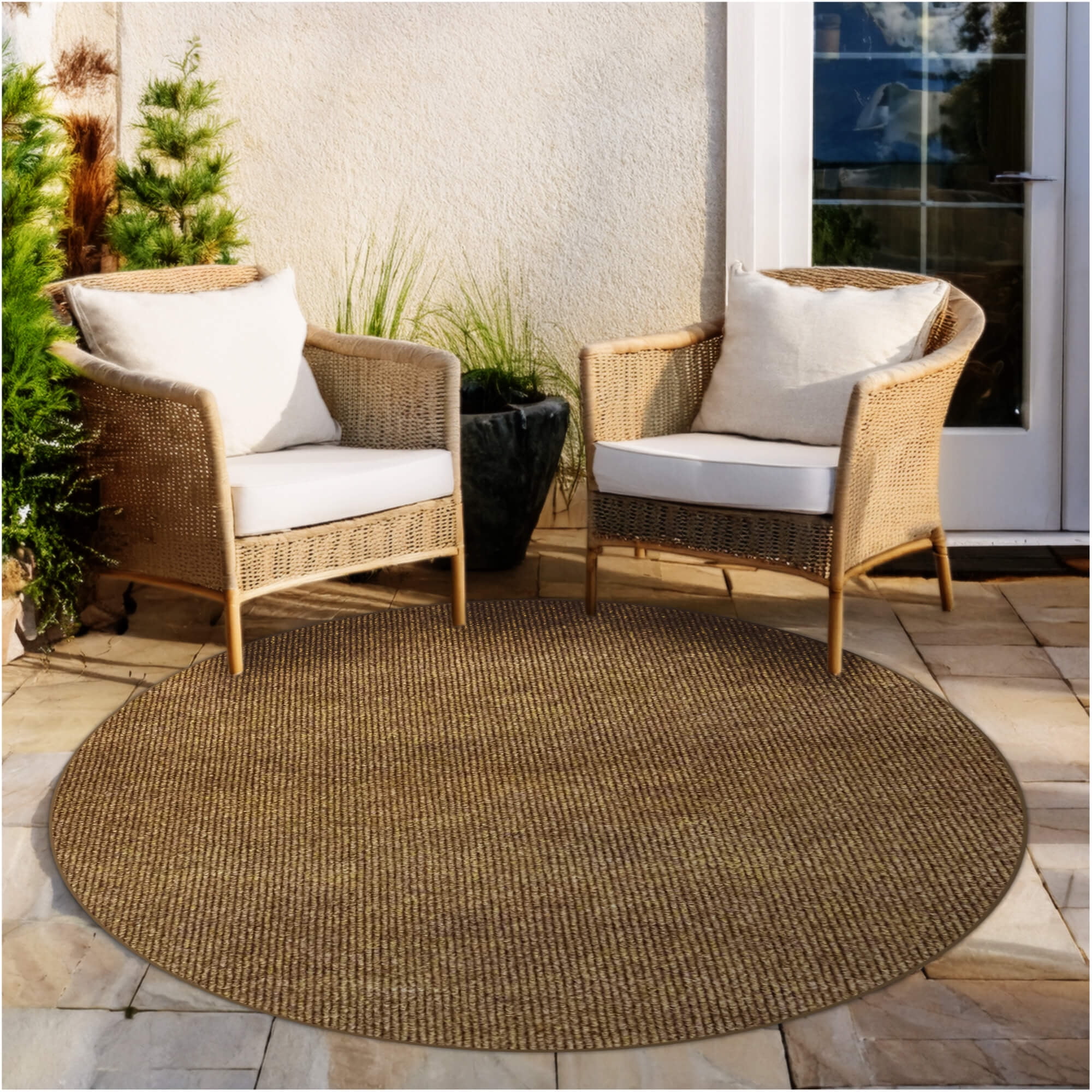 Monterey Rugs Koeckritz Rugs 10' Round Monterey Point Luxe Soft Beige Indoor Outdoor ...