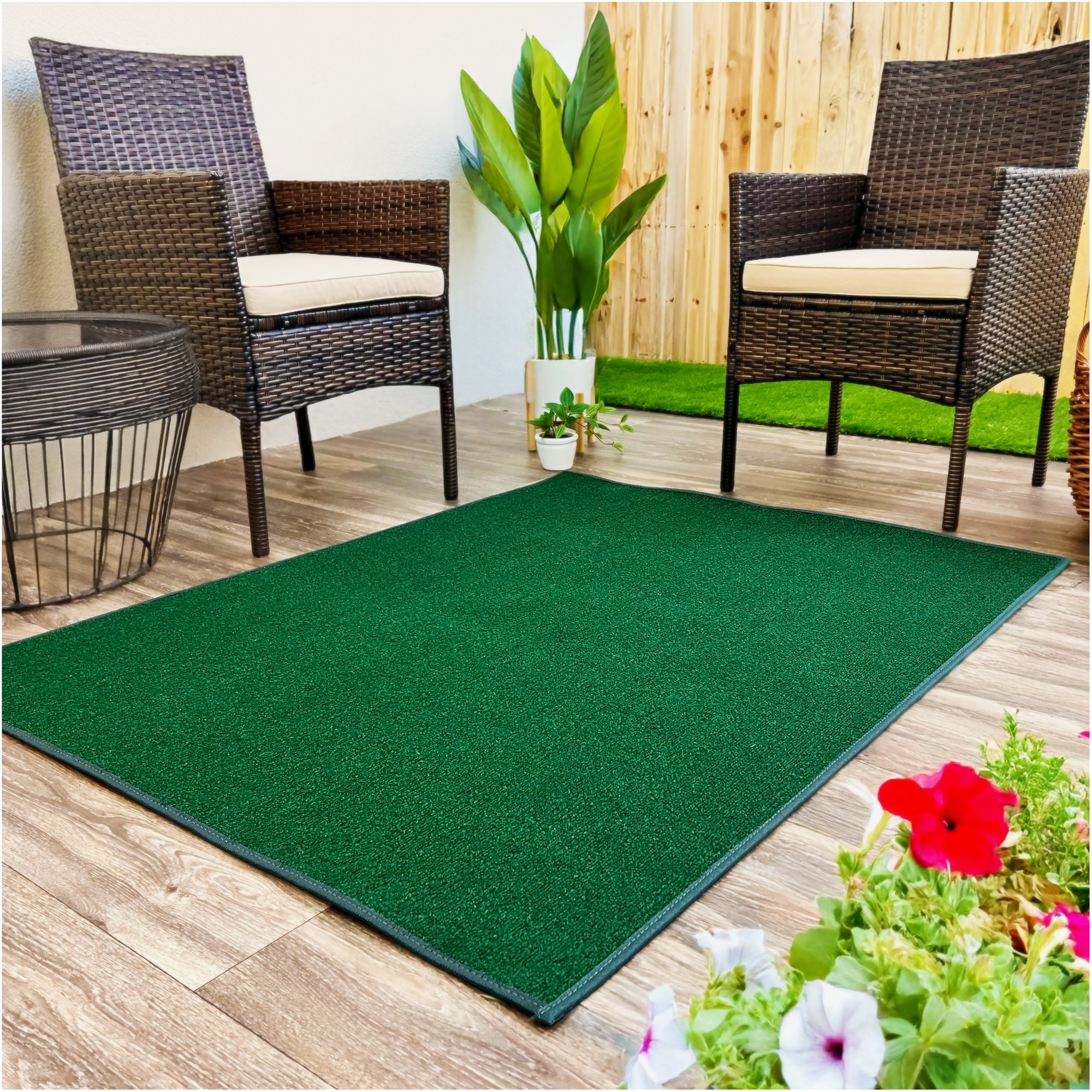 Koeckritz Rugs 10' x 12' Premium Ribbed Indoor/Outdoor Area Rug Quick Dry, Lightweight, Heather Green
