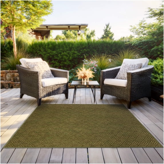 Koeckritz Rugs 10'x10' Olive Green Premium Indoor Outdoor Rug Durable, Fade-Resistant, Easy Care