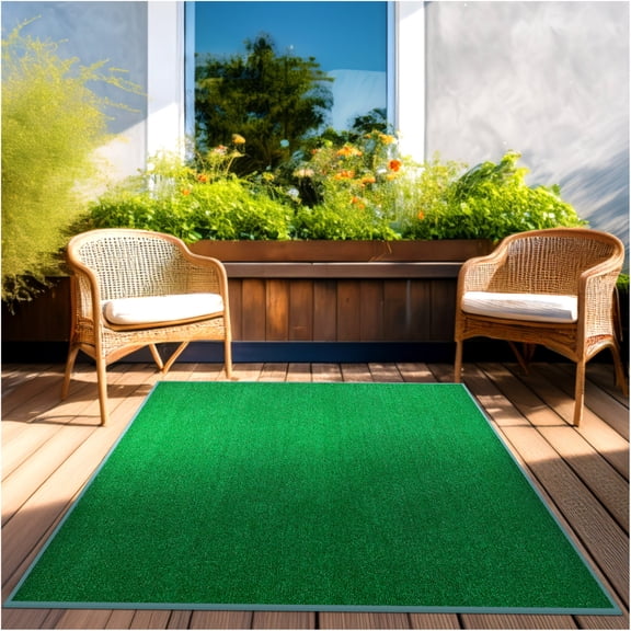 Koeckritz Rugs 11' x 11' Premium Ribbed Indoor/Outdoor Area Rug Quick Dry, Lightweight, Heather Green