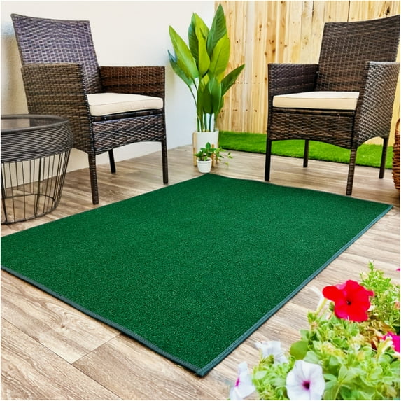 Koeckritz Rugs 2' x 11' Premium Ribbed Indoor/Outdoor Area Rug Quick Dry, Lightweight, Heather Green