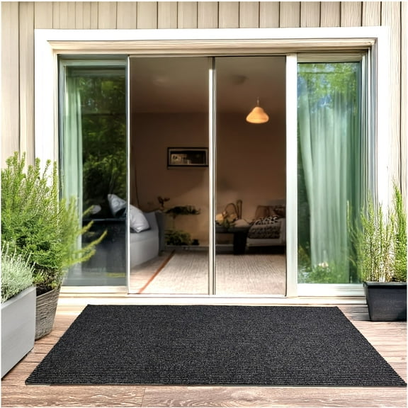 Koeckritz Rugs 2'x3' Charcoal Heavy Duty Non-Slip Indoor/Outdoor All-Weather Mat For Home