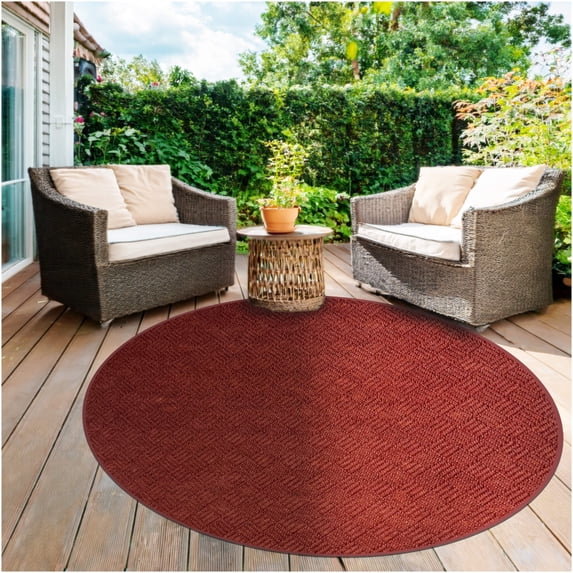Koeckritz Rugs 3' Round Spicey Red Indoor Outdoor Rug Durable, Fade-Resistant, Easy Care