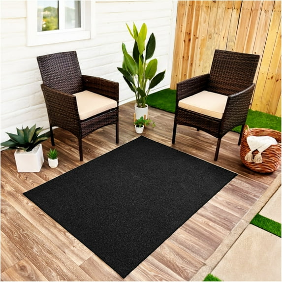 Koeckritz Rugs 3' x 10' Premium Ribbed Indoor/Outdoor Area Rug Quick Dry, Lightweight, Black Ice
