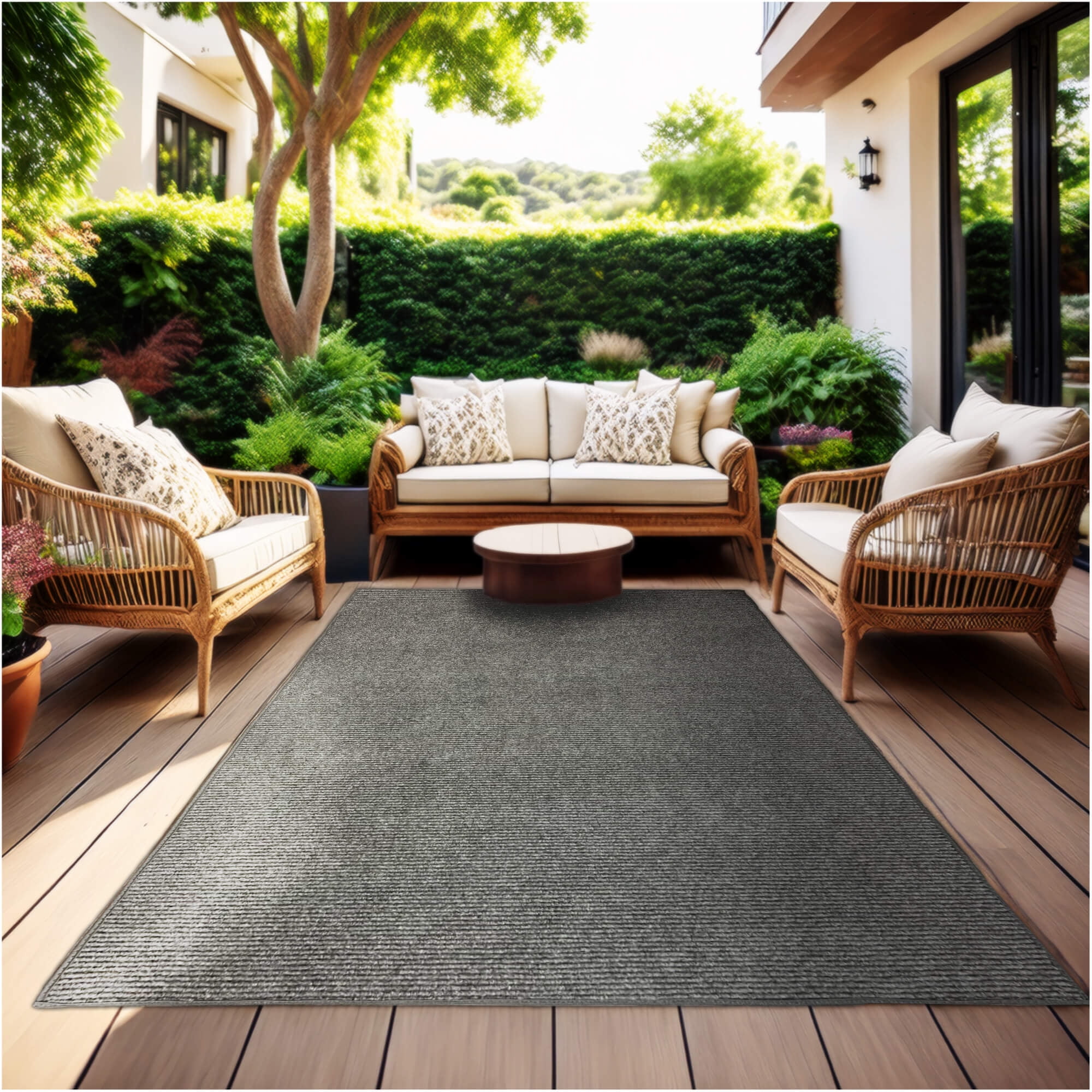 Outside Durable Rug Koeckritz Rugs 3'x12' Tin Roof Luxe Gray Indoor Outdoor Area Rug Soft ...