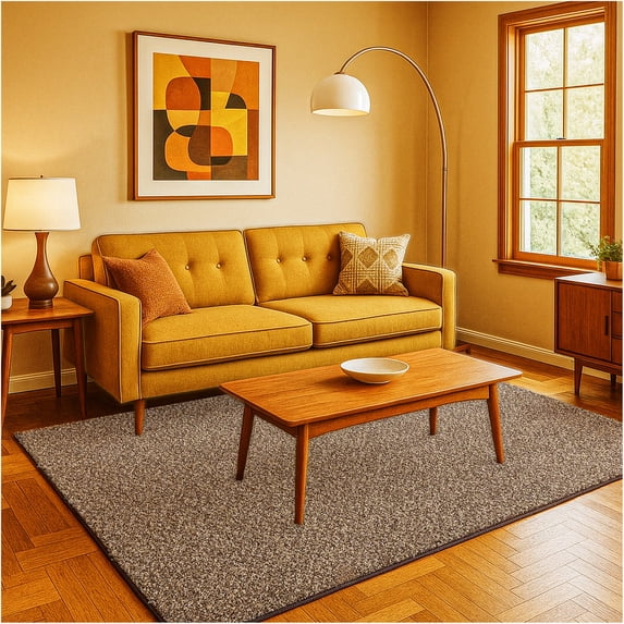 Koeckritz Rugs 2'6" x 12' Indoor Area Rug, 32 oz Polyester Frieze Carpet, Black & Tan