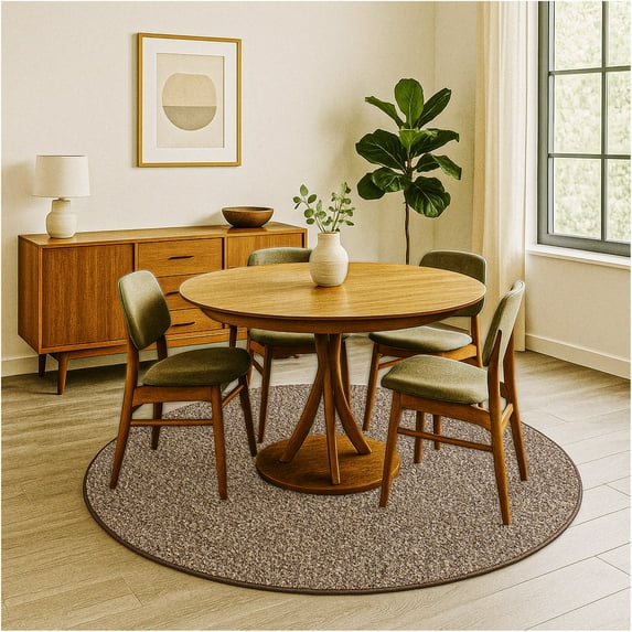 Koeckritz Rugs 32 oz Indoor Area Rug, Black & Tan, 7' Round for Living Room