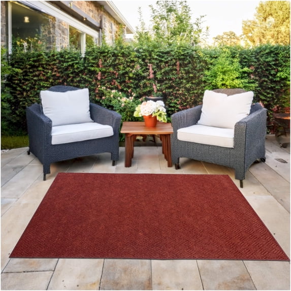 Koeckritz Rugs 4'x10' Spicey Red Indoor Outdoor Rug Durable, Fade-Resistant, Easy Care