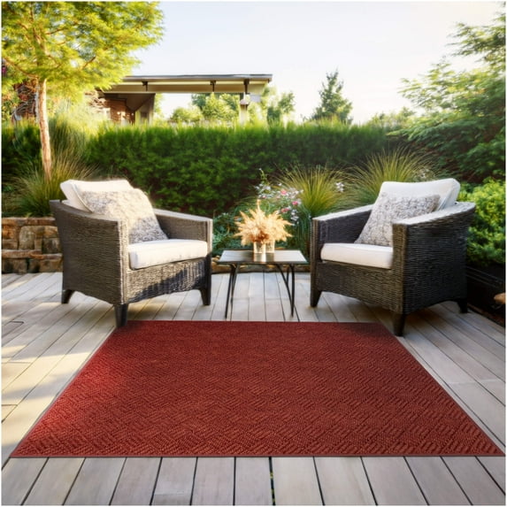 Koeckritz Rugs 4'x4' Spicey Red Premium Indoor Outdoor Rug Durable, Fade-Resistant, Easy Care