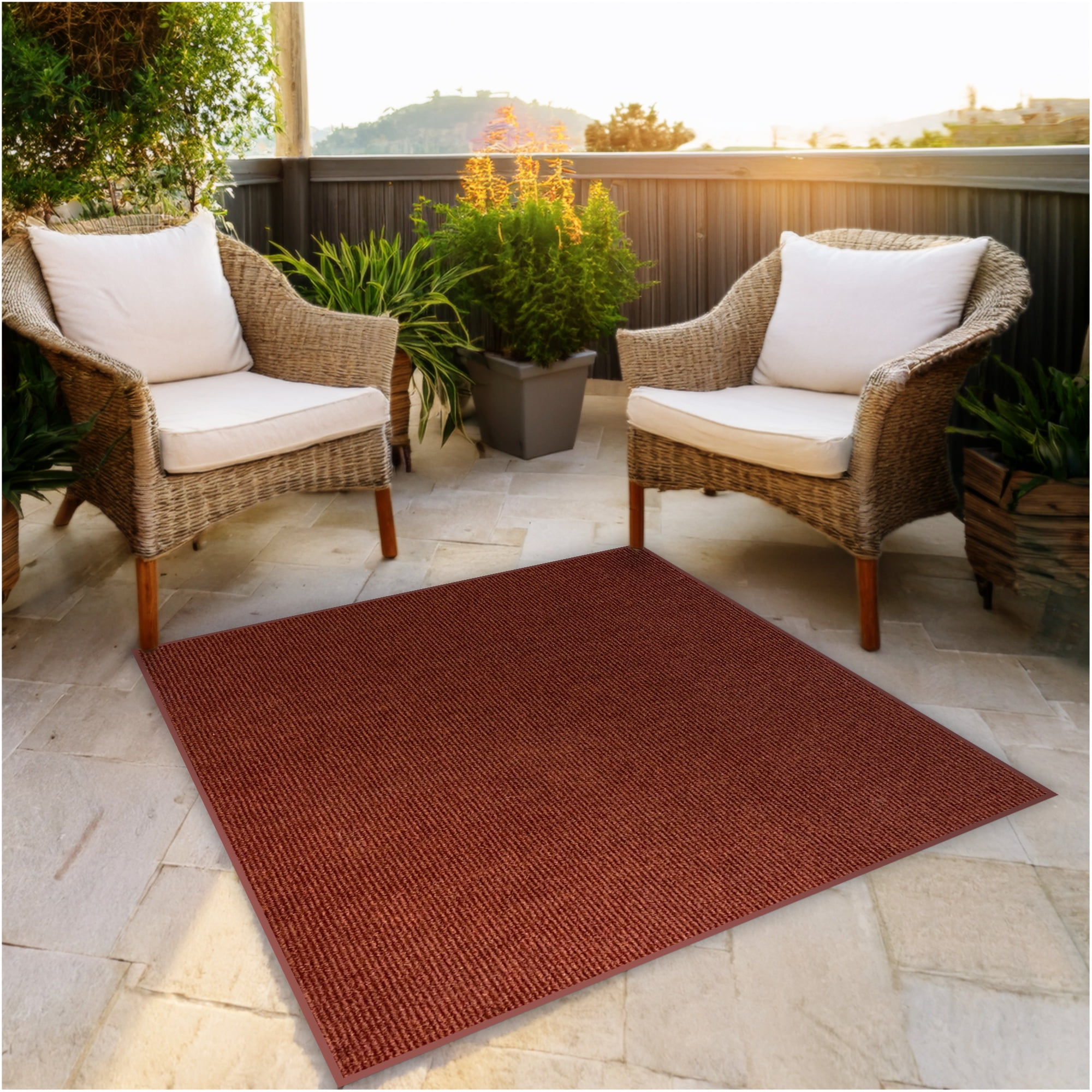 Koeckritz Rugs 4'x4' Square Fire Red Luxe Indoor/Outdoor Area Rug Soft ...