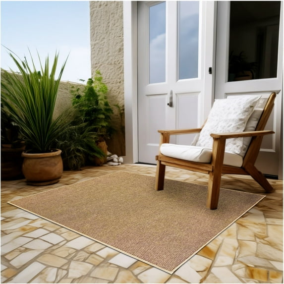 Koeckritz Rugs 4'x9' Soft Indoor/Outdoor Chestnut Bound Area Rug Lightweight, Easy to Clean & Move