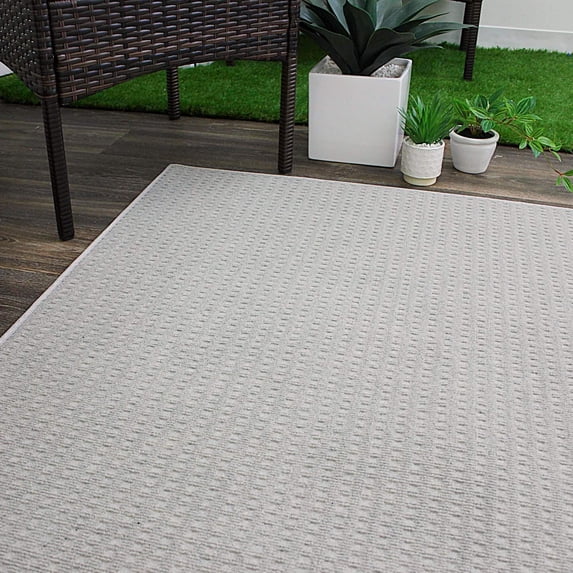 Koeckritz Rugs 5' x 10' Dove Waffle Pattern Indoor/Outdoor ECO-Friendly DuraKnit Area Rug