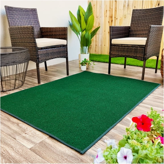 Koeckritz Rugs 5' x 12' Premium Ribbed Indoor/Outdoor Area Rug Quick Dry, Lightweight, Heather Green