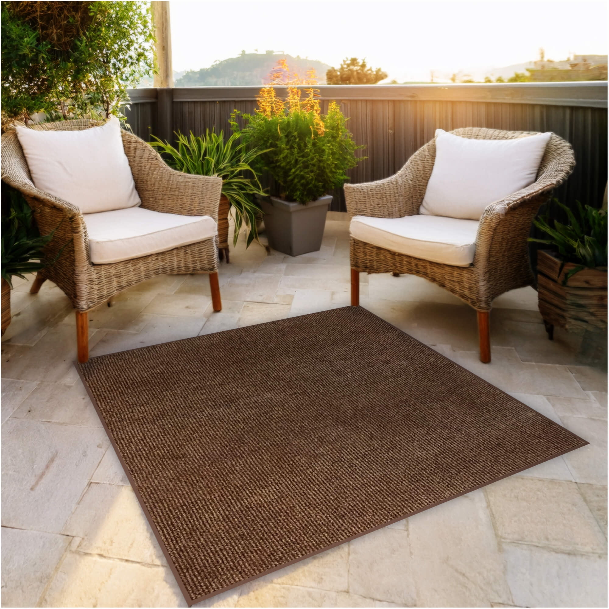 Koeckritz Rugs 5'x5' Boardwalk Luxe Indoor/Outdoor Brown Area Rug Soft ...