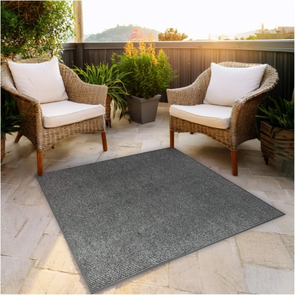 Koeckritz Rugs 5'x5' Tin Roof Luxe Gray Indoor Outdoor Area Rug Soft, Durable & Stylish