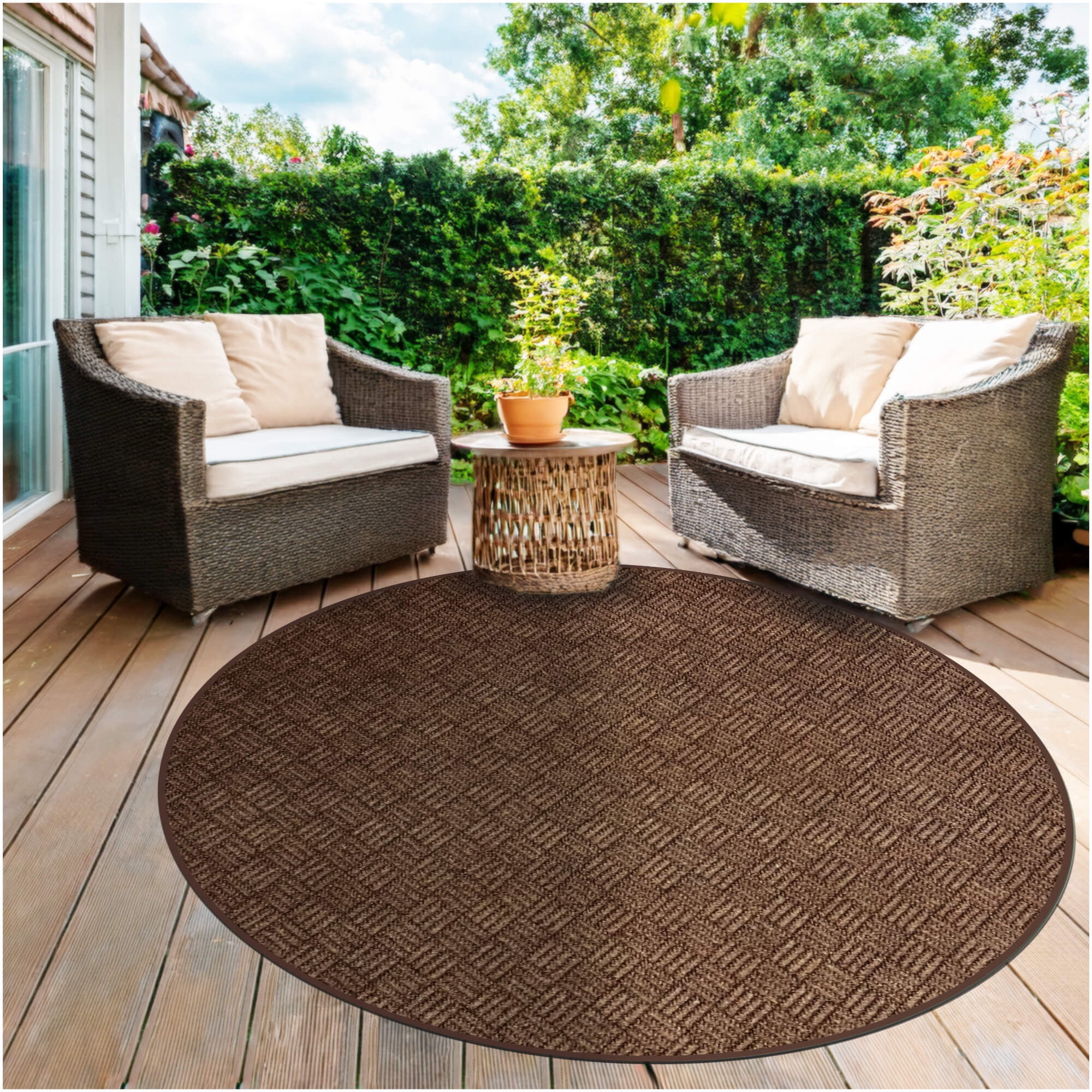 Koeckritz Rugs 6' Round WalkWay Premium Soft Beige Indoor Outdoor Rug ...