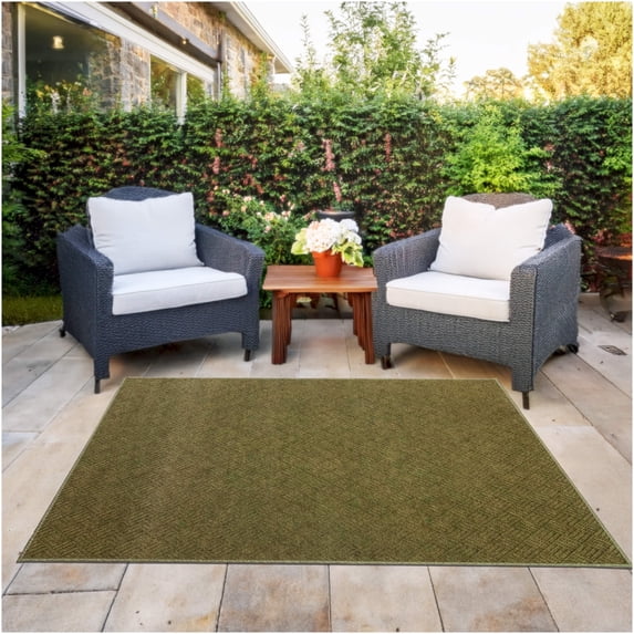 Koeckritz Rugs 6'x12' Olive Green Premium Indoor Outdoor Rug Durable, Fade-Resistant, Easy Care