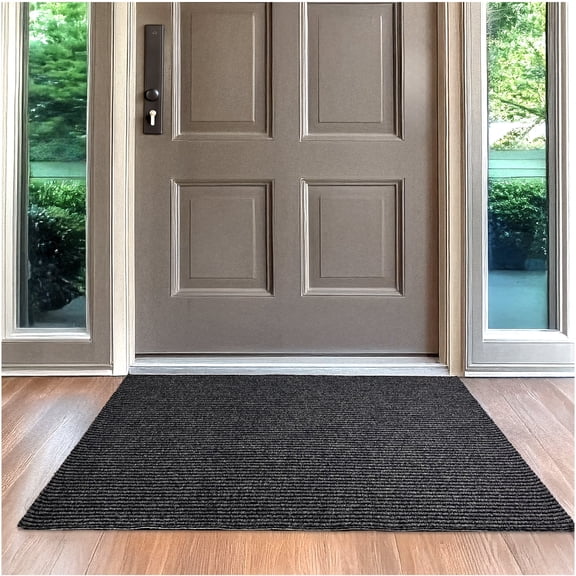 Koeckritz Rugs 6'x6' Charcoal Heavy Duty Non-Slip Indoor/Outdoor All-Weather Mat For Home